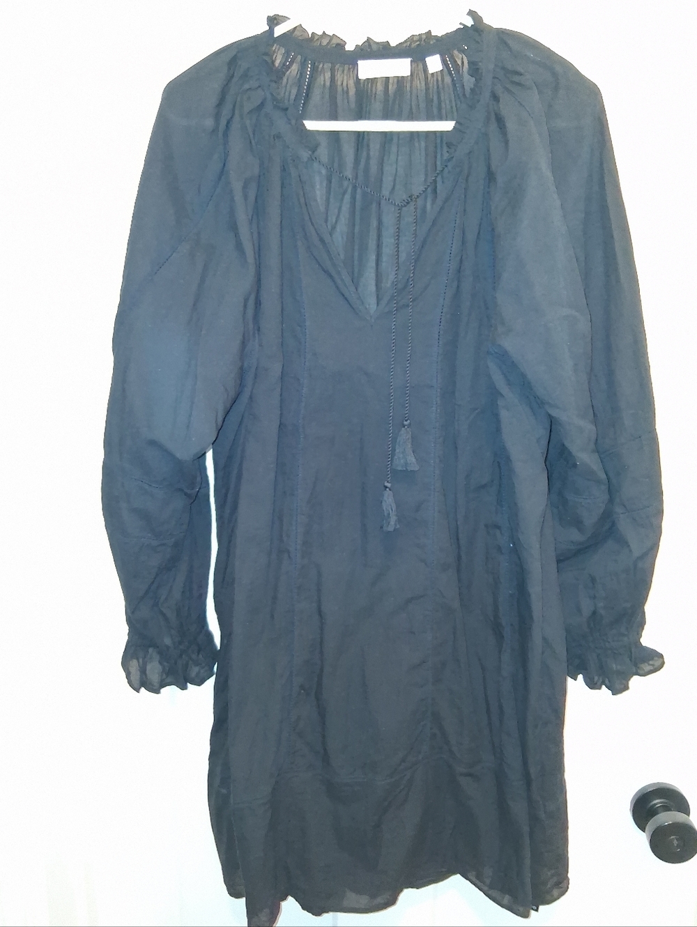 Women's Black Long-Sleeve Peasant Cover-up Size XL - Picture 3 of 3